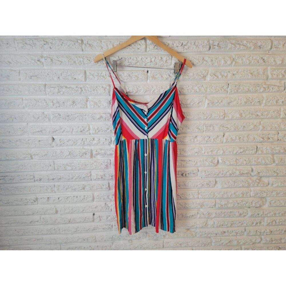 Forever 21 Womens Top 1X Plus Cami Spaghetti Strap Swing Rayon Stripe STR9XE